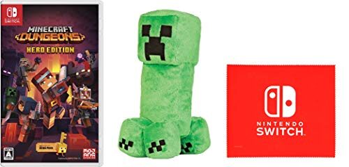 Minecraft Dungeons Hero Edition(マインクラフトダンジョンズ ヒーローエディション)  -Switch + クリーパーぬいぐるみ(大) (【Amazon.co.jp限定】Nintendo Switch ロゴデザイン マイクロファイバークロス 同梱)