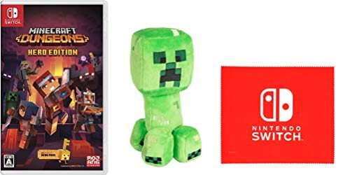 Minecraft Dungeons Hero Edition(マインクラフトダンジョンズ ヒーローエディション)  -Switch + クリーパーぬいぐるみ(小) (【Amazon.co.jp限定】Nintendo Switch ロゴデザイン マイクロファイバークロス 同梱)