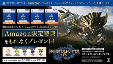 Amazonでモンハンライズ特典アイテム付属のPS Storeチケットを販売