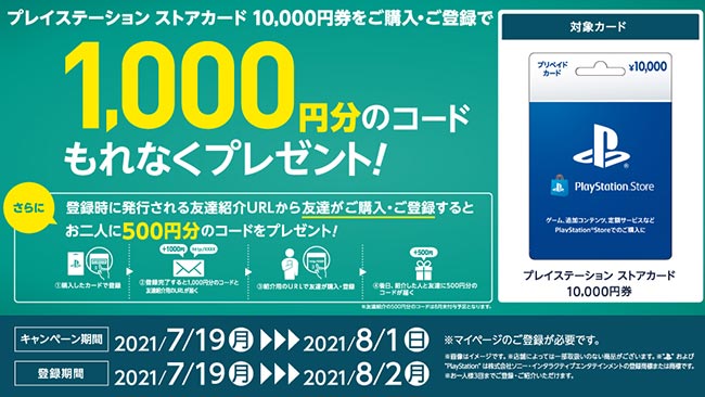 セブンイレブンの「PS Storeカード 1万円分」購入で1000円が必ず貰える 